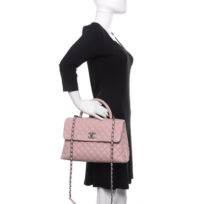 Chanel Caviar Quilted Medium Coco Handle Flap Light Pink 3 of 12