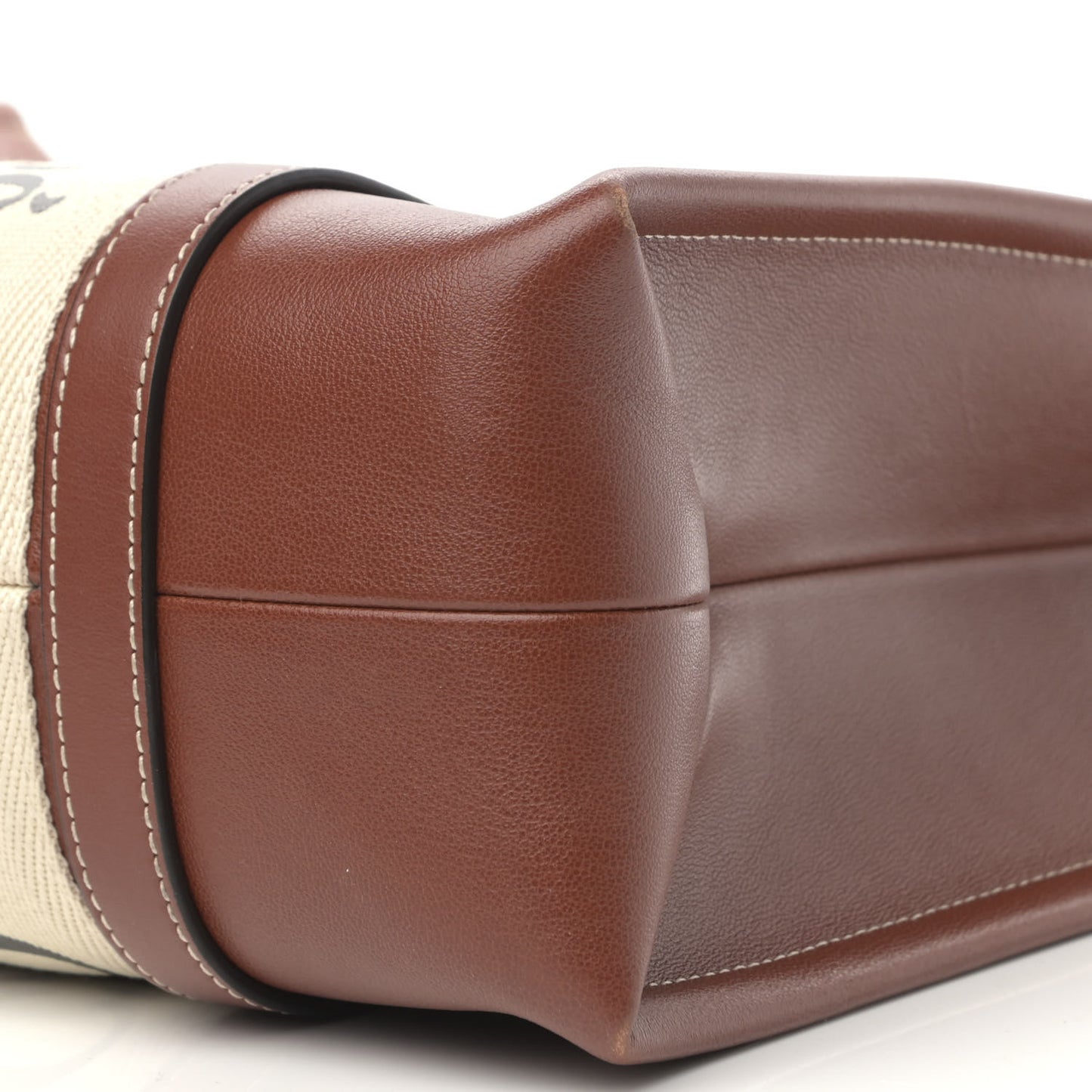 Calfskin Medium Woody Ribbon Tote Sepia Brown