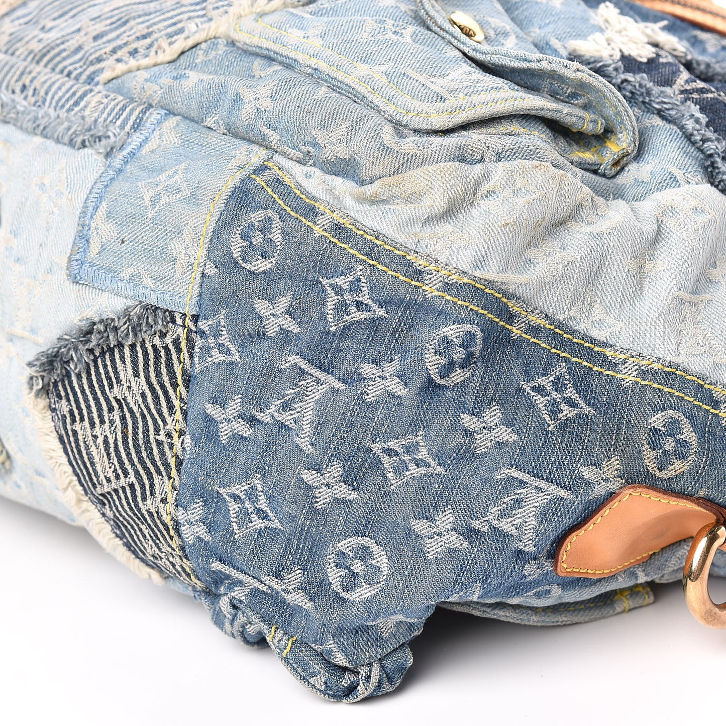 Denim Patchwork Cabby Tote Blue