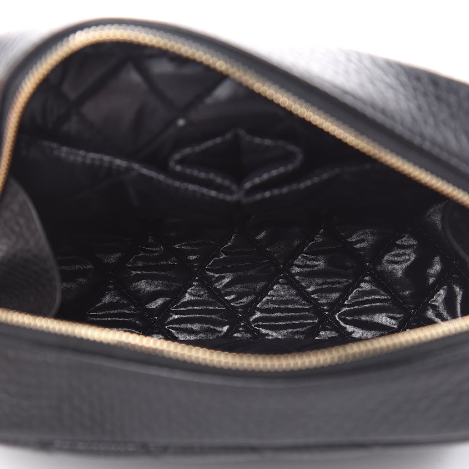Chanel Grained Calfskin Quilted Medium Curvy Pouch Cosmetic Case Black 5 of 9