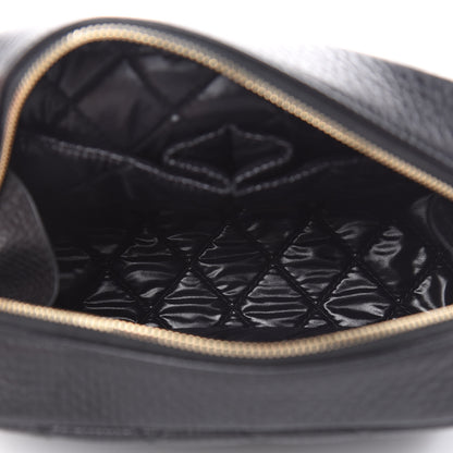 Chanel Grained Calfskin Quilted Medium Curvy Pouch Cosmetic Case Black 5 of 9