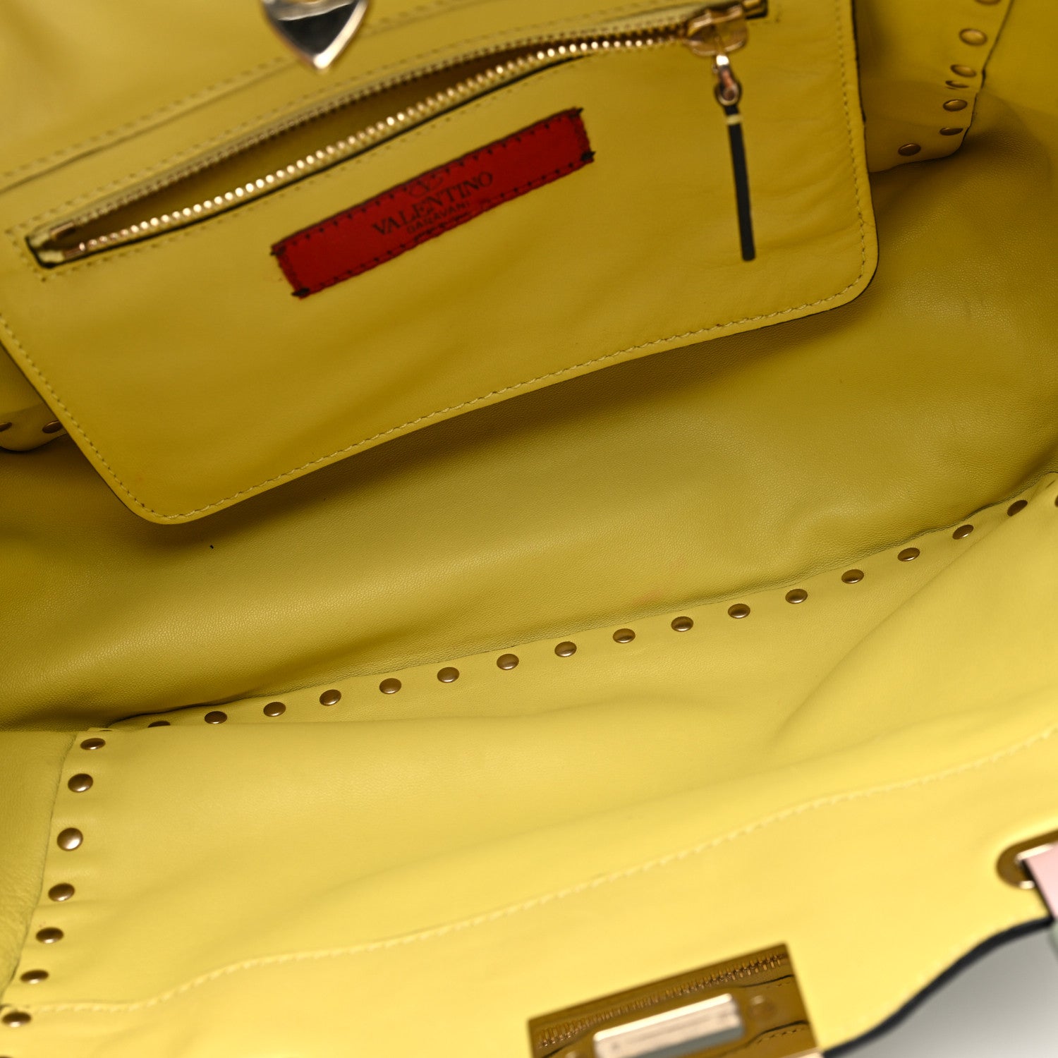 Valentino Garavani Vitello Watercolor Small Rockstud Tote Rose Green Yellow Sky 5 of 9