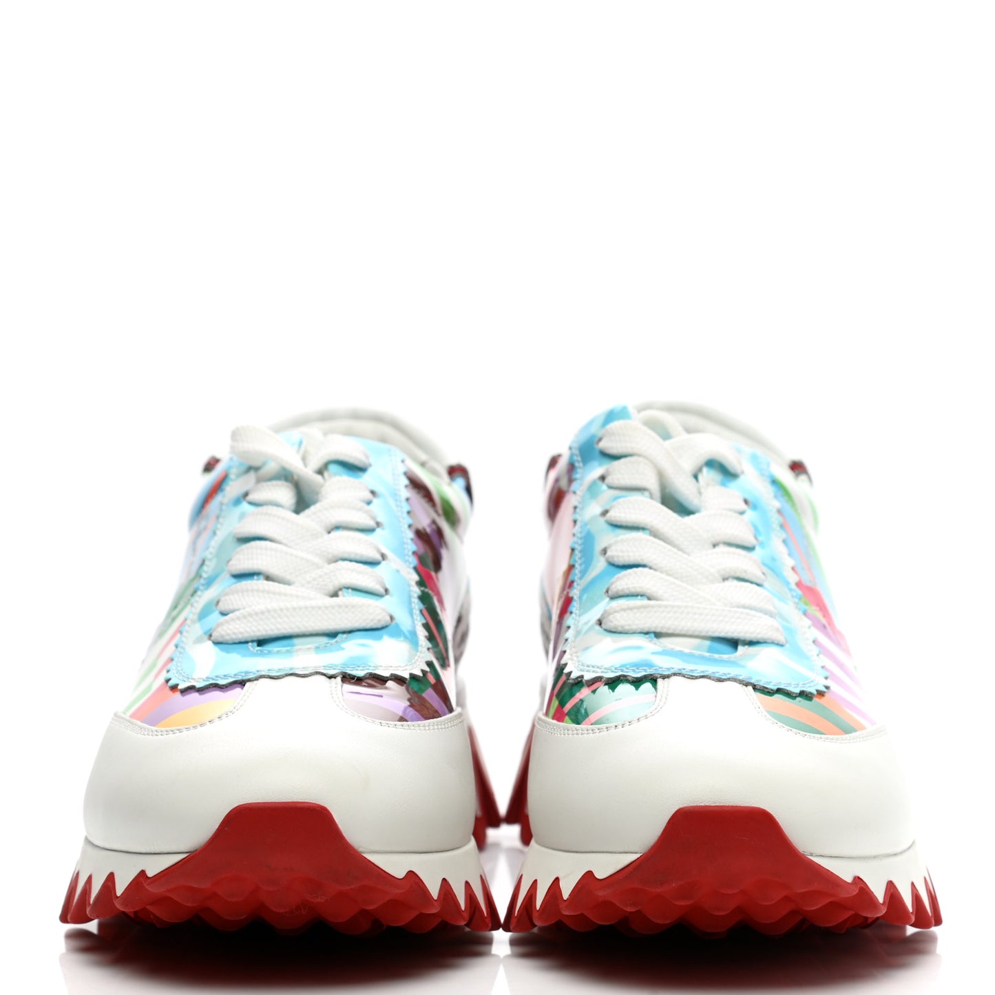 Calfskin Patent Swimming Pool Womens Loubishark Sneakers 36.5 Multicolor