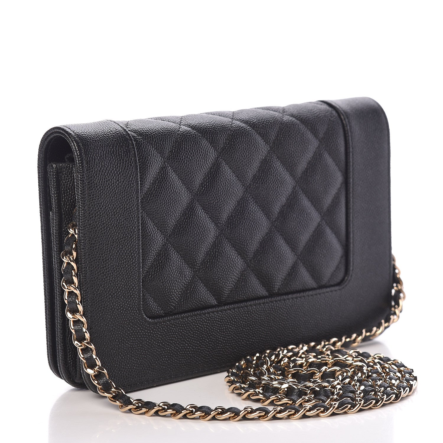 Chanel Caviar Quilted Vintage Mademoiselle Wallet On Chain WOC Black 3 of 12