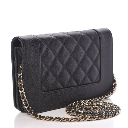 Chanel Caviar Quilted Vintage Mademoiselle Wallet On Chain WOC Black 3 of 12
