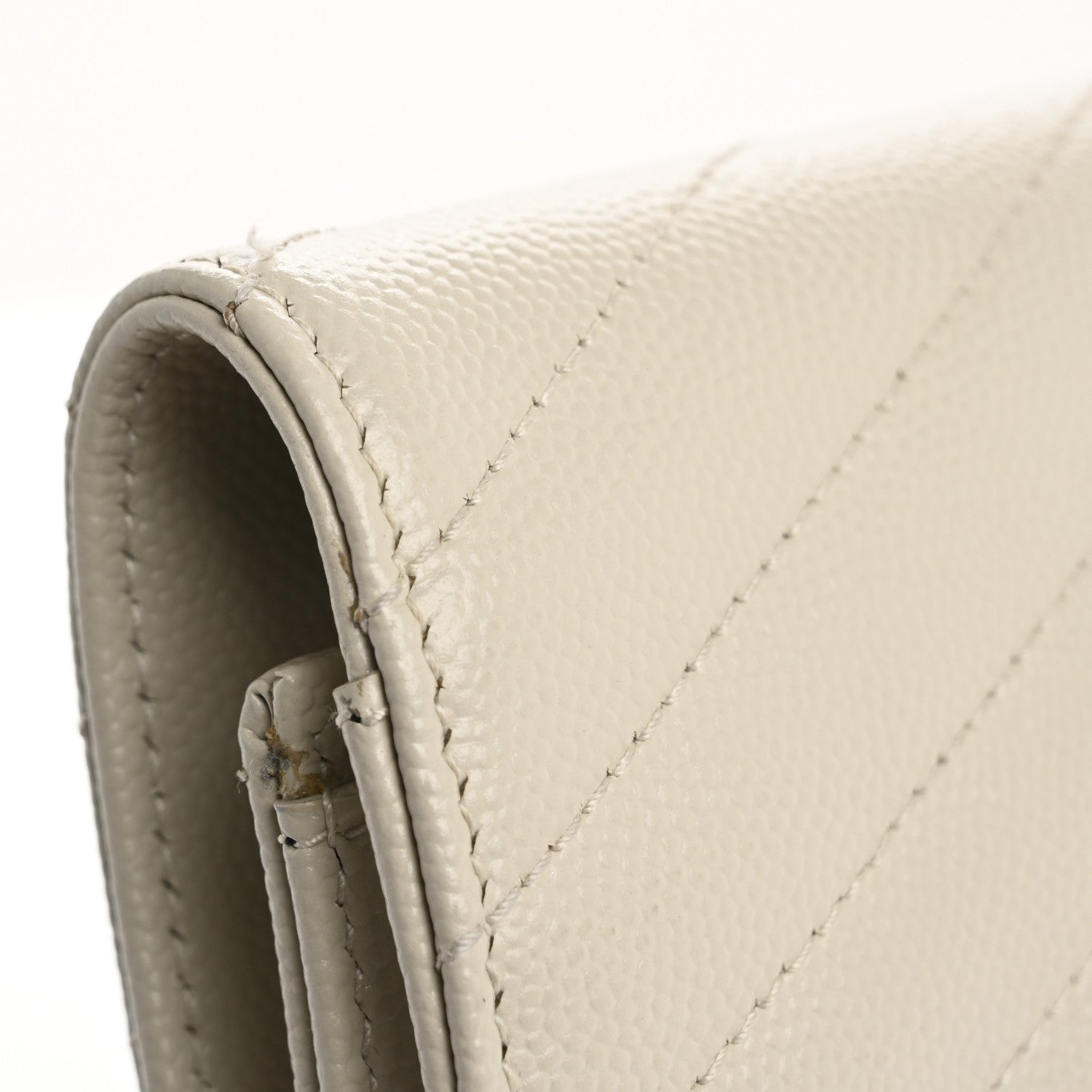 Saint Laurent Grain De Poudre Matelasse Chevron Monogram Envelope Clutch Blanc Vintage 12 of 12