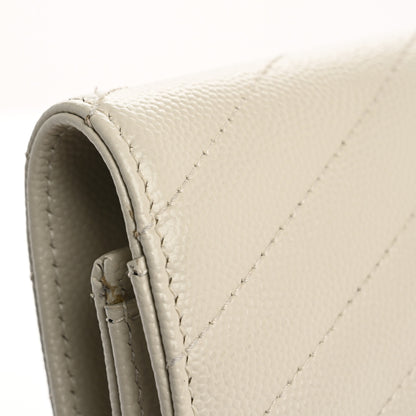Saint Laurent Grain De Poudre Matelasse Chevron Monogram Envelope Clutch Blanc Vintage 12 of 12