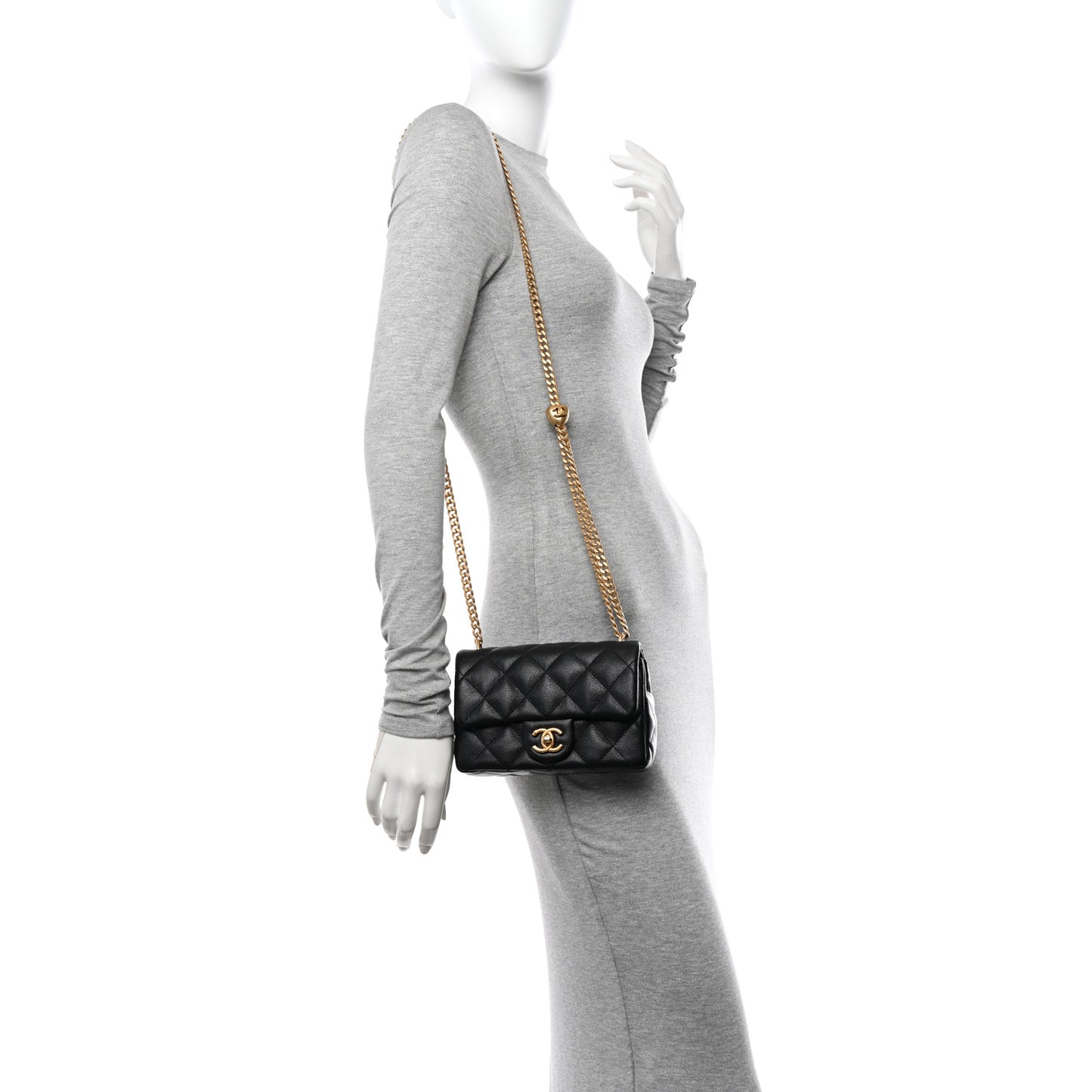 Caviar Quilted Mini Sweetheart Rectangular Flap Black