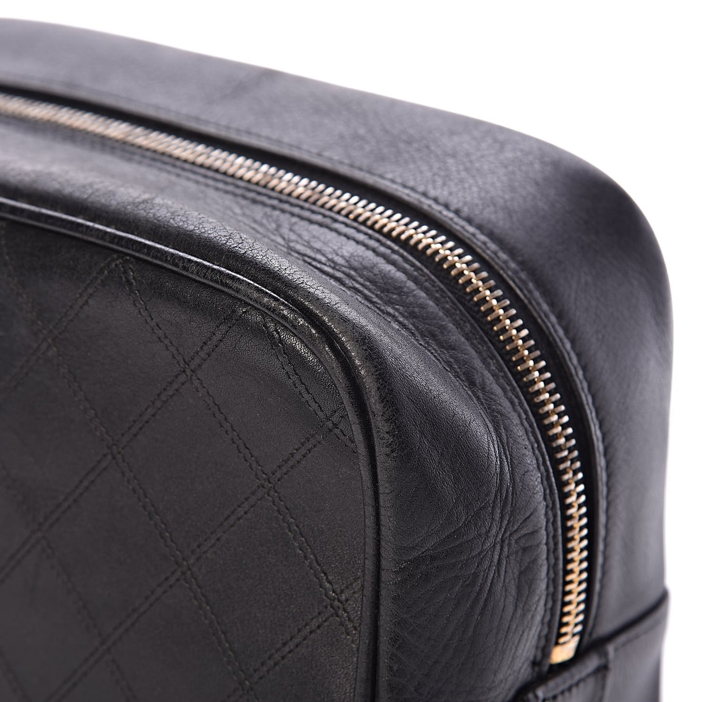 Lambskin Diamond Stitch Cosmetic Case Black