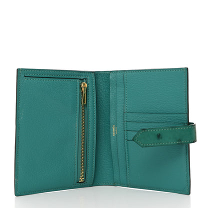 Hermes Ostrich Bearn Compact Wallet Vert Vertigo 5 of 10