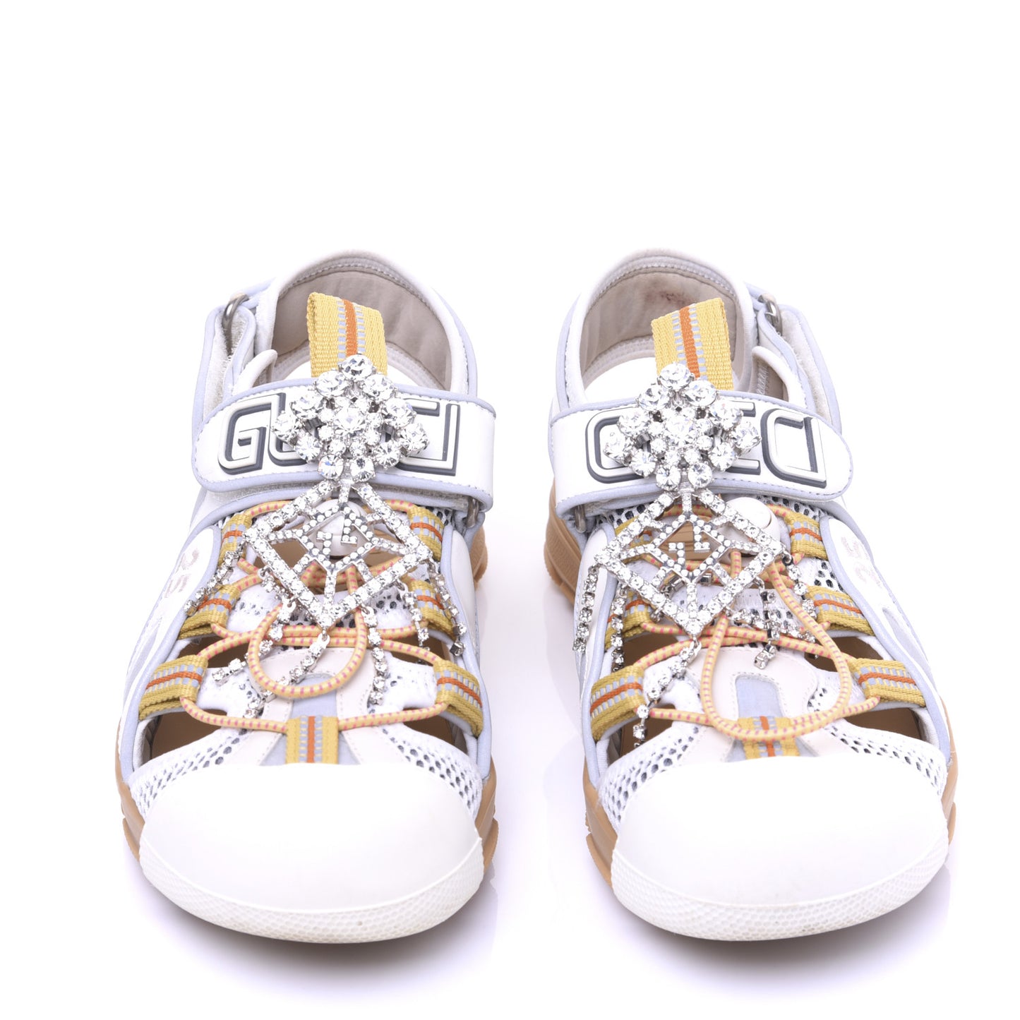 Mesh Fabric Tinsel Sport Sandals 37.5 White Silver
