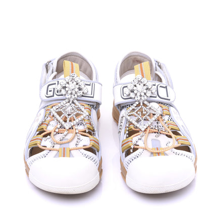 Gucci Mesh Fabric Tinsel Sport Sandals 37.5 White Silver 4 of 18