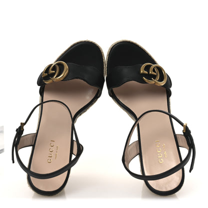 Gucci Nappa Matelasse GG Marmont Slingback Platform 45/130mm Espadrille Wedges 36 Black 2 of 11