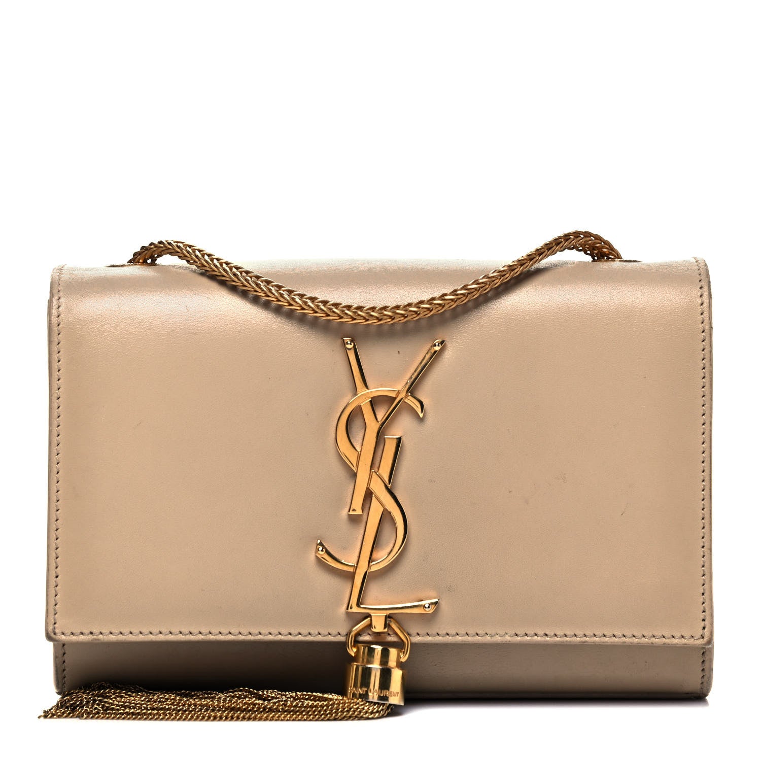 Saint Laurent Smooth Calfskin Small Classic Monogram Kate Tassel Satchel Dark Beige 1 of 10
