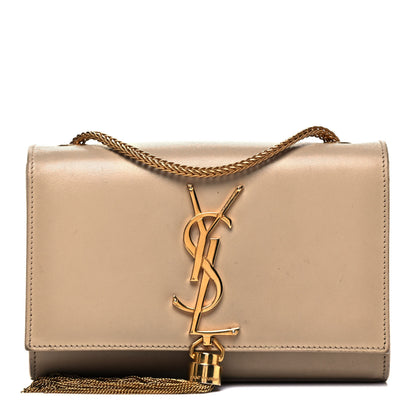 Saint Laurent Smooth Calfskin Small Classic Monogram Kate Tassel Satchel Dark Beige 1 of 10