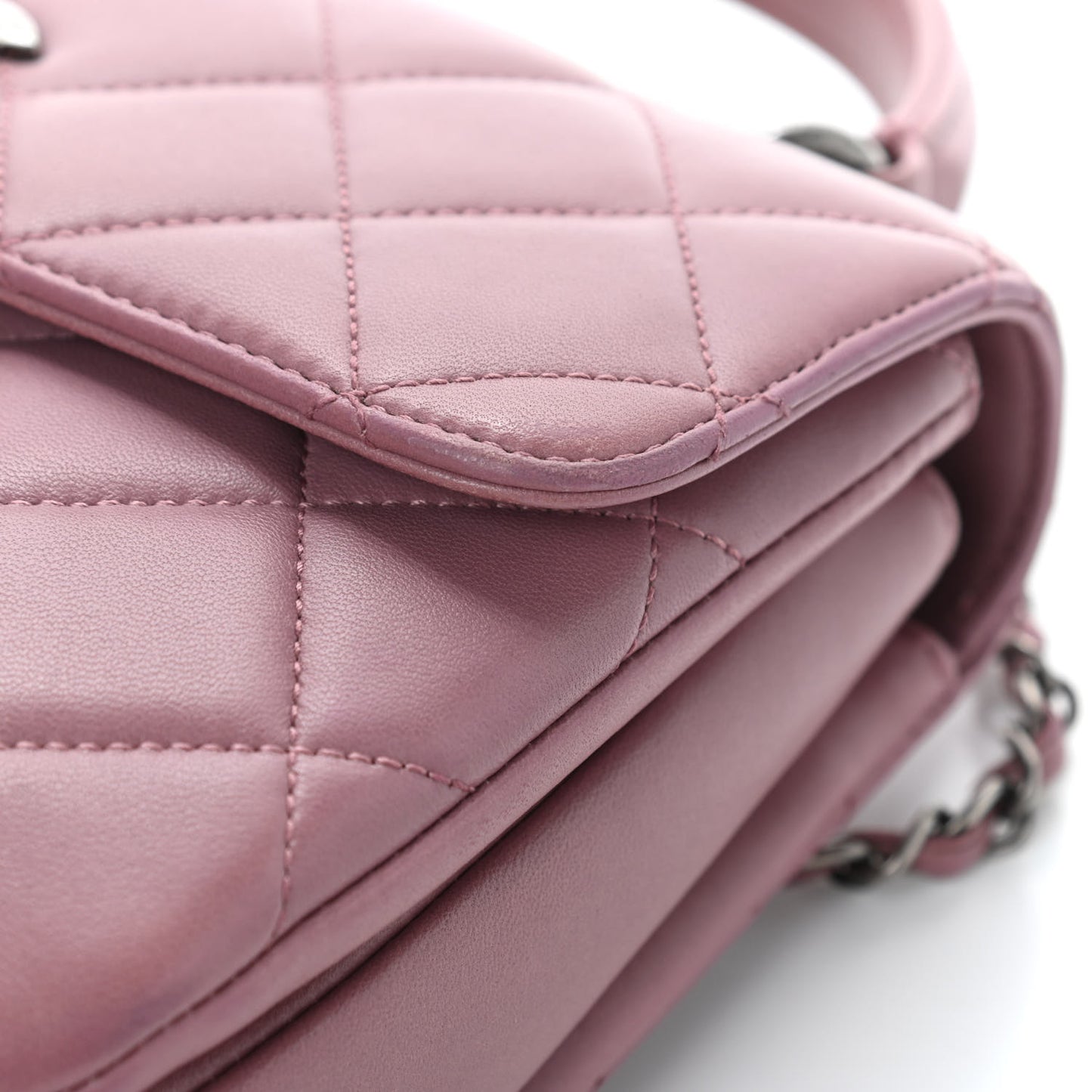 Lambskin Quilted Small Trendy CC Flap Dual Handle Bag Light Purple