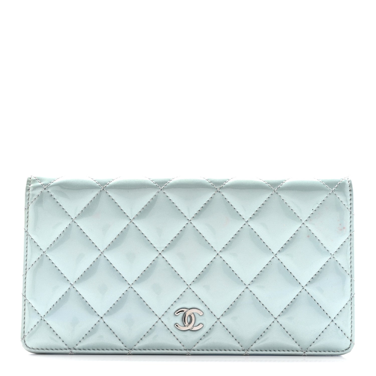 Chanel Patent Calfskin Quilted Yen Wallet Blue 1 of 15