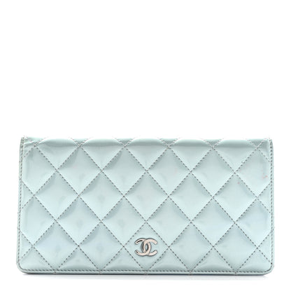 Chanel Patent Calfskin Quilted Yen Wallet Blue 1 of 15