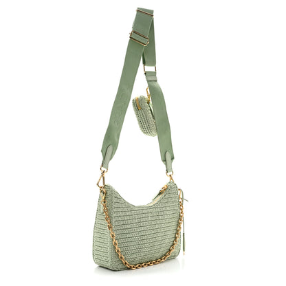 Prada Yarn Raffia Effect Crochet Re-Edition 2005 Shoulder Bag Acqua 5 of 19