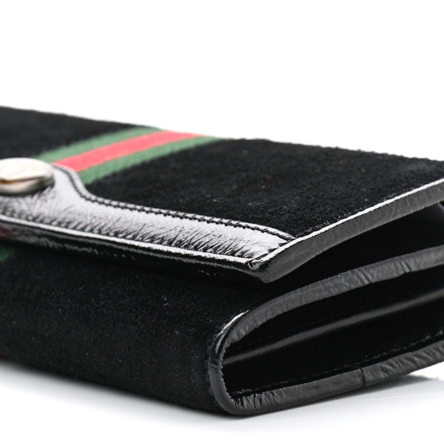 Suede Patent Web Ophidia Wallet On Chain Black