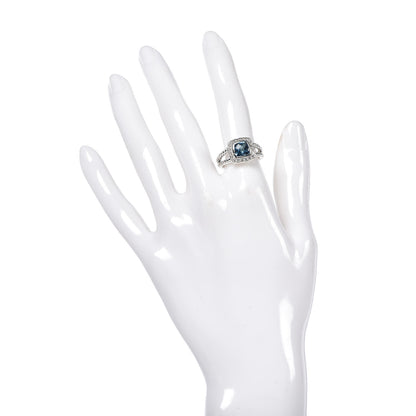 David Yurman Sterling Silver Diamond Blue Topaz 7mm Petite Albion Ring 52 6 2 of 5