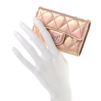 Chanel Iridescent Calfskin Quilted Classic 4 Key Holder Wallet Pink 2 of 8