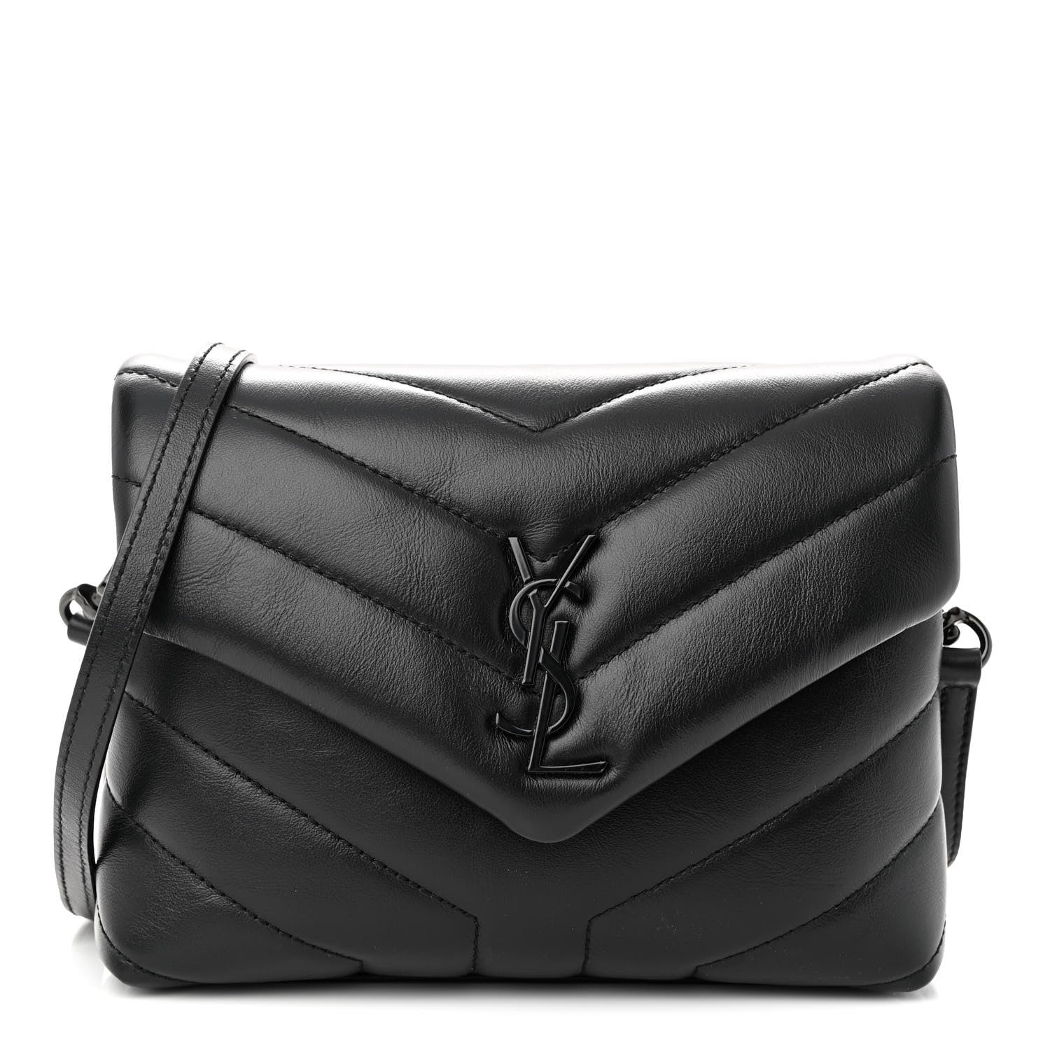 Saint Laurent Calfskin Y Quilted Monogram Monochrome Toy Loulou Crossbody Bag Black 1 of 10