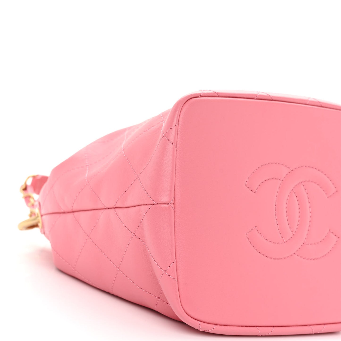Lambskin Quilted Antique Signs Drawstring Bag Pink