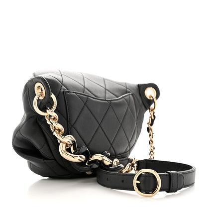 Chanel Lambskin Quilted Resin Bi-Color Waist Bag Fanny Pack Black 3 of 13