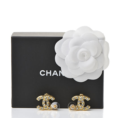 Chanel CC Crystal Drop Earrings Gold 5 of 5