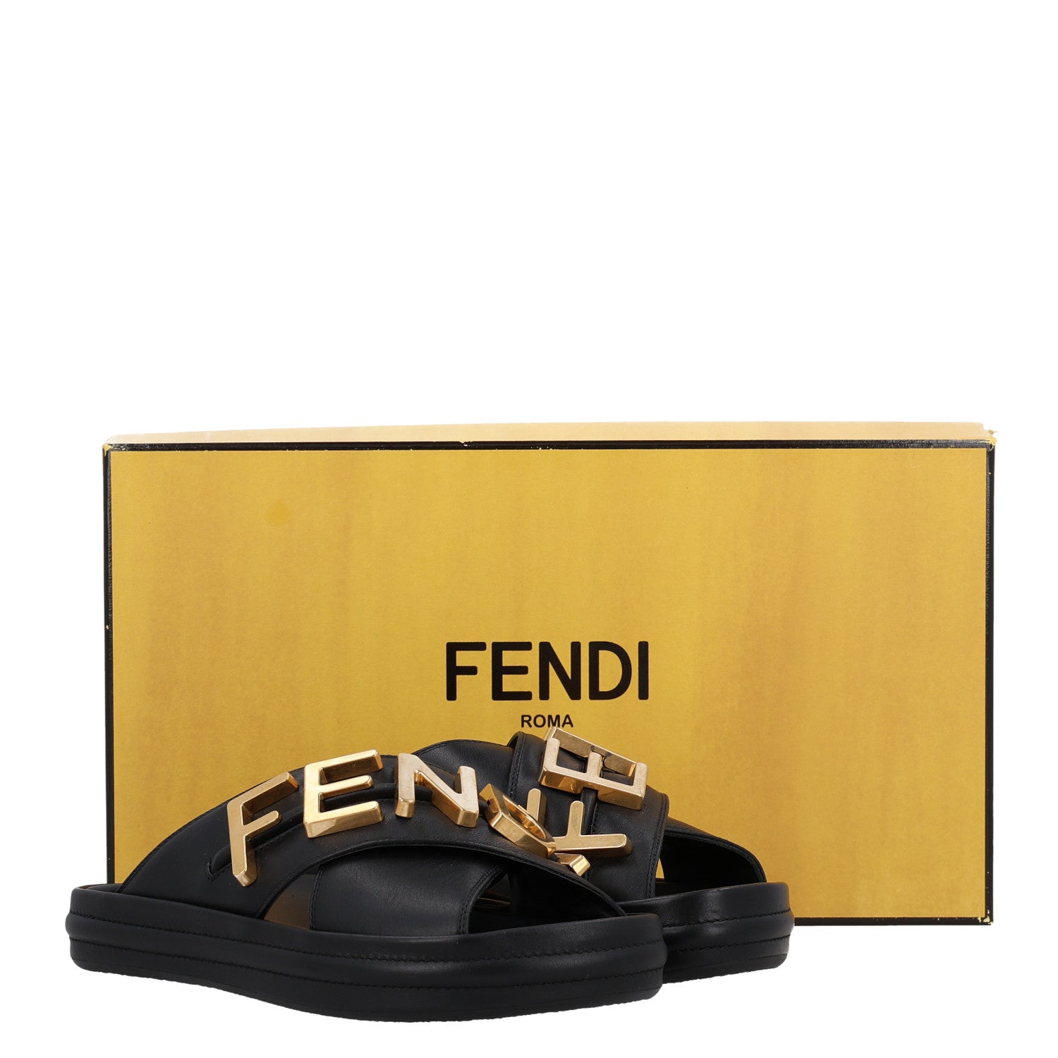 Fendi Vitello Womens Fendigraphy Slide Sandals 36 Black 11 of 11