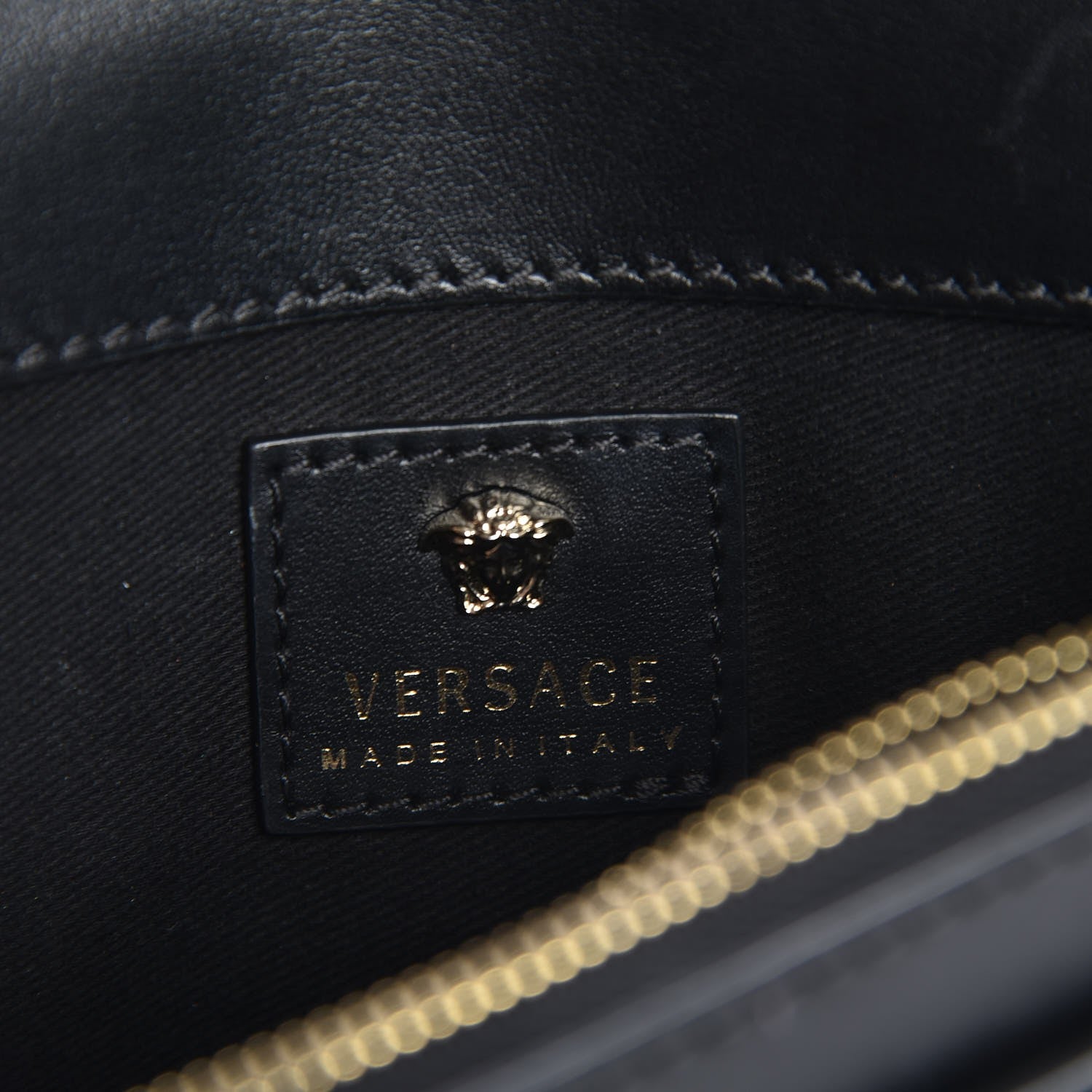 Versace Calfskin Palazzo Crystal Chain Evening Bag Black 6 of 6
