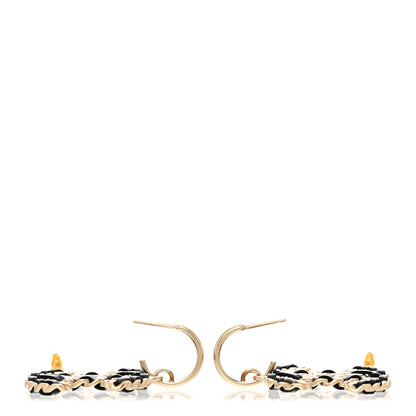 Chanel Crystal Lambskin Chain CC Vintage Allure Stud Earrings Black Gold 3 of 8