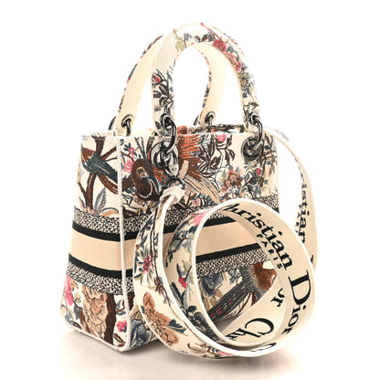 Christian Dior Canvas Embroidered Jardin D'Hive Medium Lady D-Lite Ecru Multicolor 3 of 10