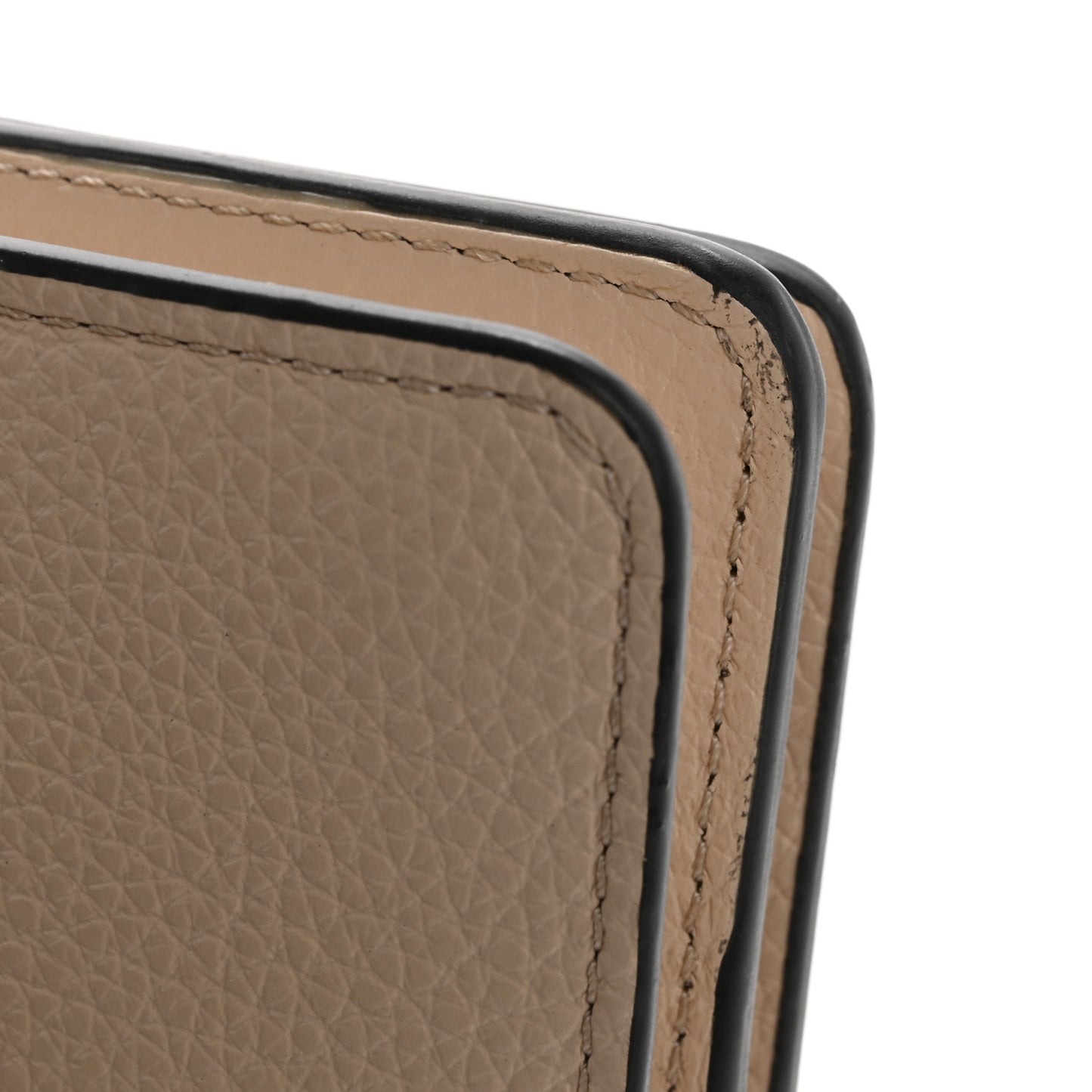 Grained Calfskin Alphabet Compact Wallet Nude
