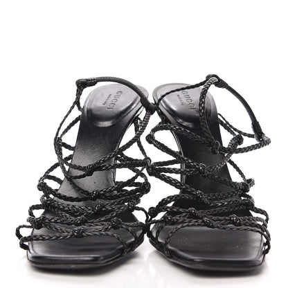 Gucci Calfskin Braided Strap Sandals 7 Black 2 of 10