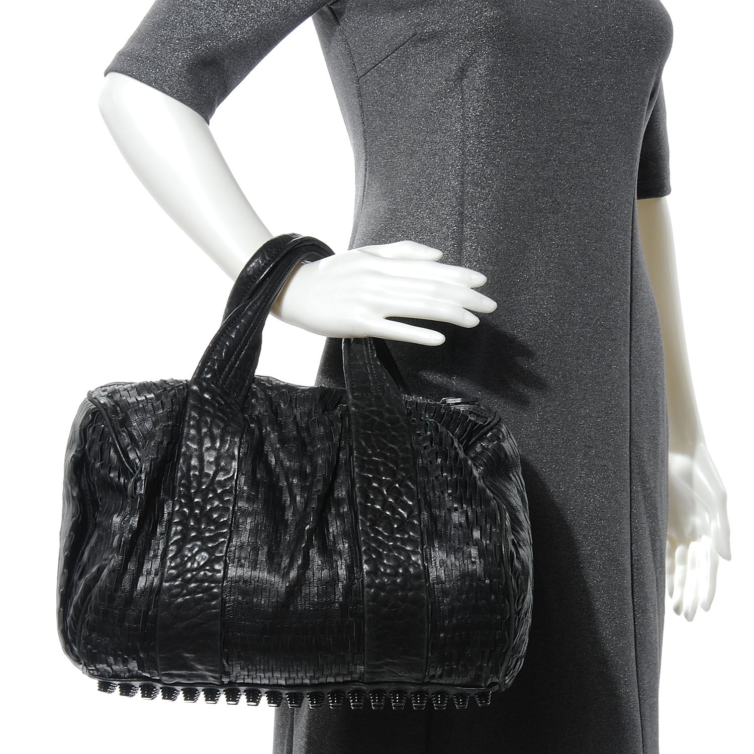 Alexander Wang Leather Laser Cut Rocco Duffel w Black Nickel Hardware Black 2 of 6