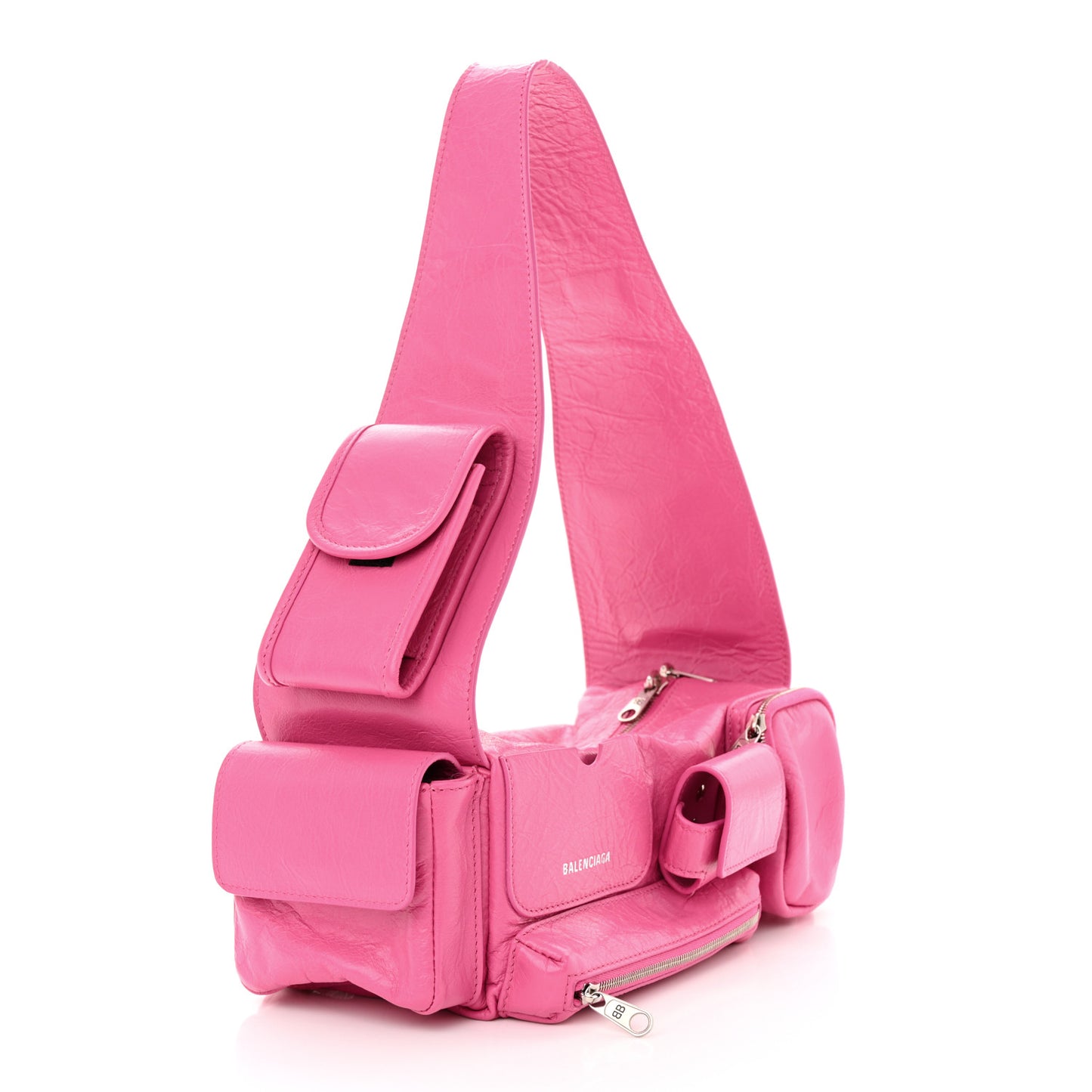 Agneau Arena Superbusy XS Sling Zip Shoulder Bag Hot Pink