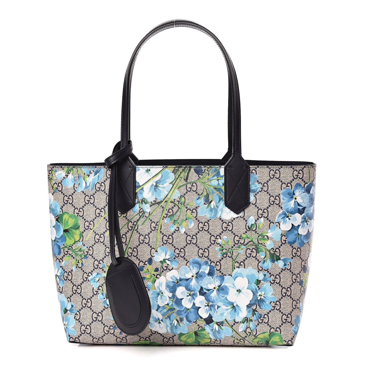Gucci GG Supreme Monogram Blooms Small Reversible Tote Beige Blue Navy 1 of 14