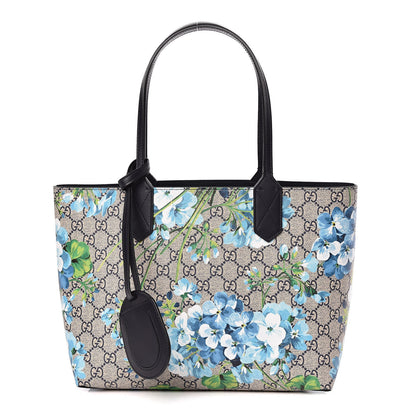 Gucci GG Supreme Monogram Blooms Small Reversible Tote Beige Blue Navy 1 of 14