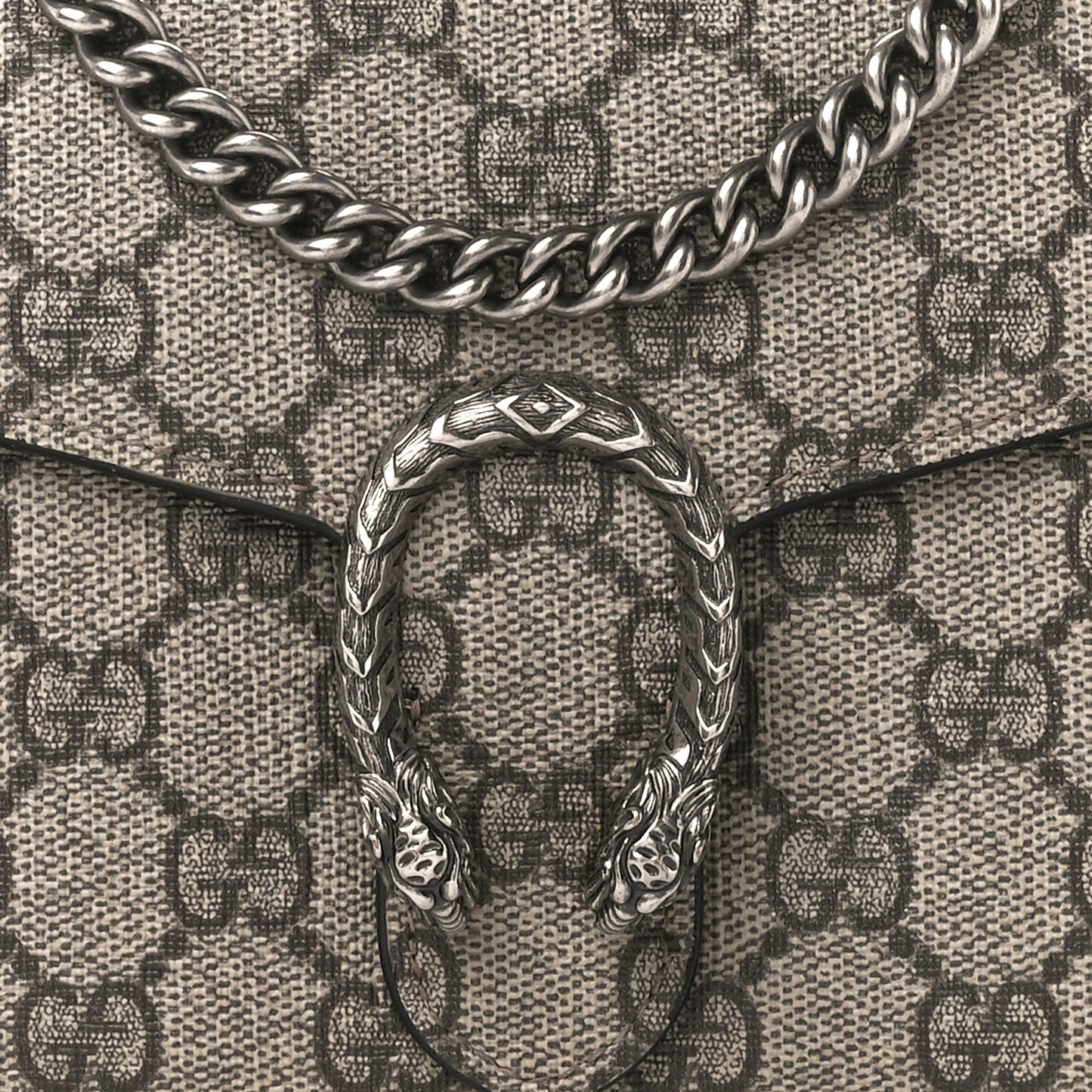 GG Supreme Monogram Mini Dionysus Chain Wallet Beige Black