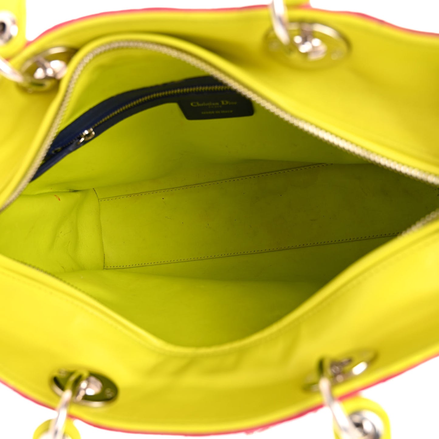 Lambskin Cannage Large Tri-Color Lady Dior Pink Blue Yellow