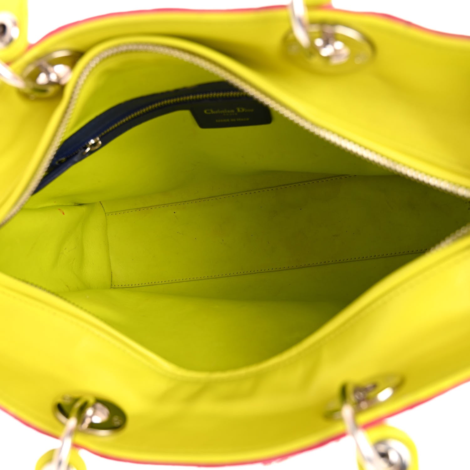 Christian Dior Lambskin Cannage Large Tri-Color Lady Dior Pink Blue Yellow 5 of 13