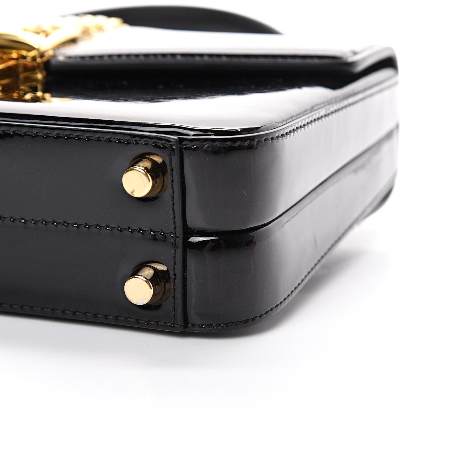 Gucci Mousse Top Patent Mini Sylvie 1969 Top Handle Bag Black 10 of 11