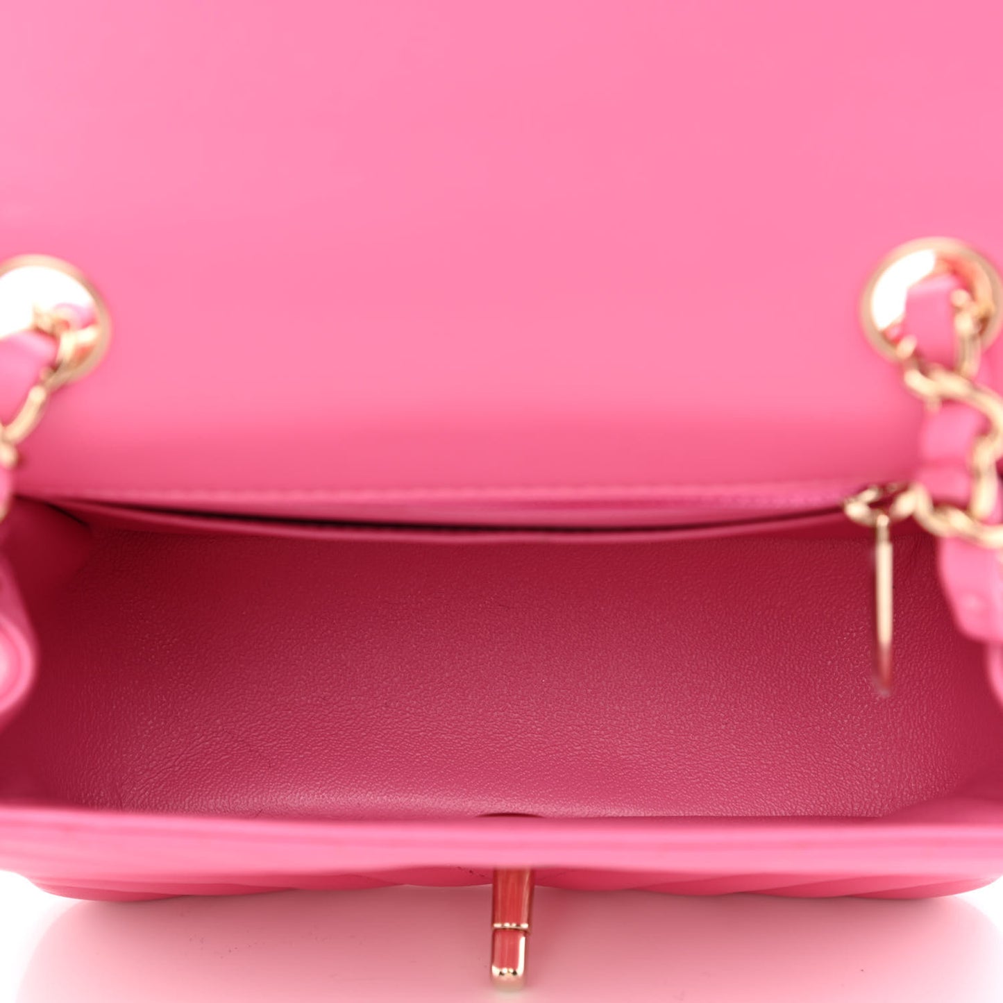 Lambskin Chevron Quilted Mini Square Flap Pink