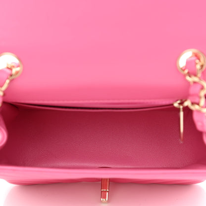 Chanel Lambskin Chevron Quilted Mini Square Flap Pink 5 of 11