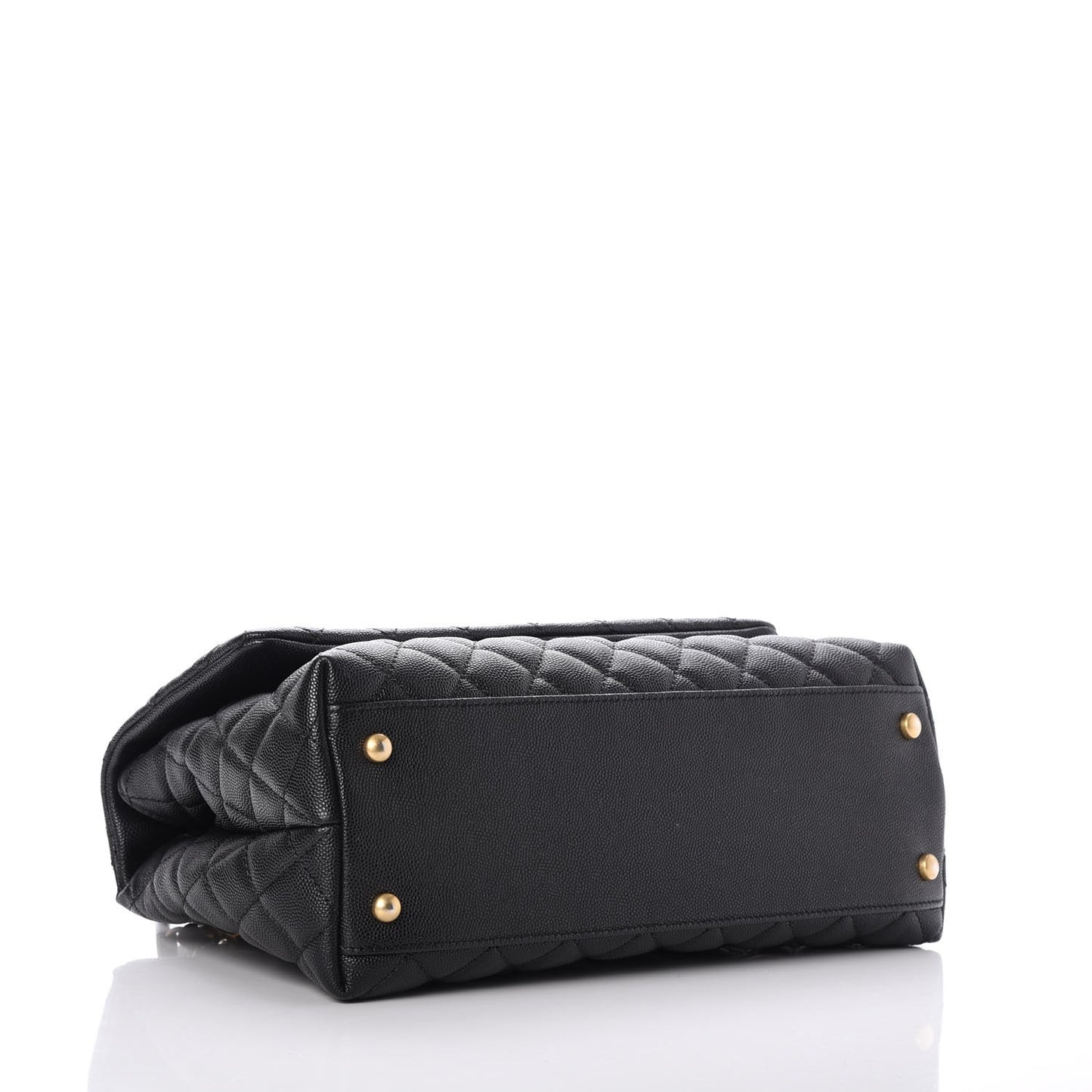 Caviar Quilted Small Coco Handle Flap Black