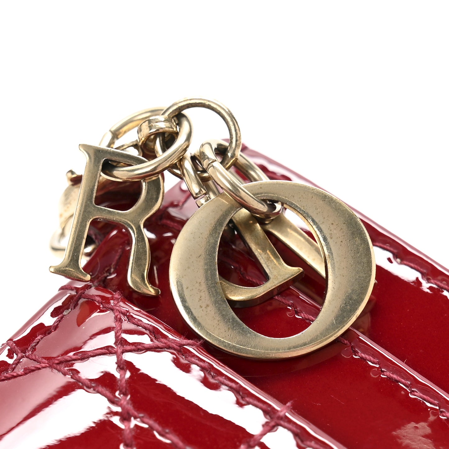Patent Cannage Lady Dior Five-Slots Card Holder  Cherry Red