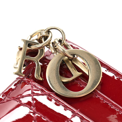 Christian Dior Patent Cannage Lady Dior Five-Slots Card Holder  Cherry Red 8 of 9