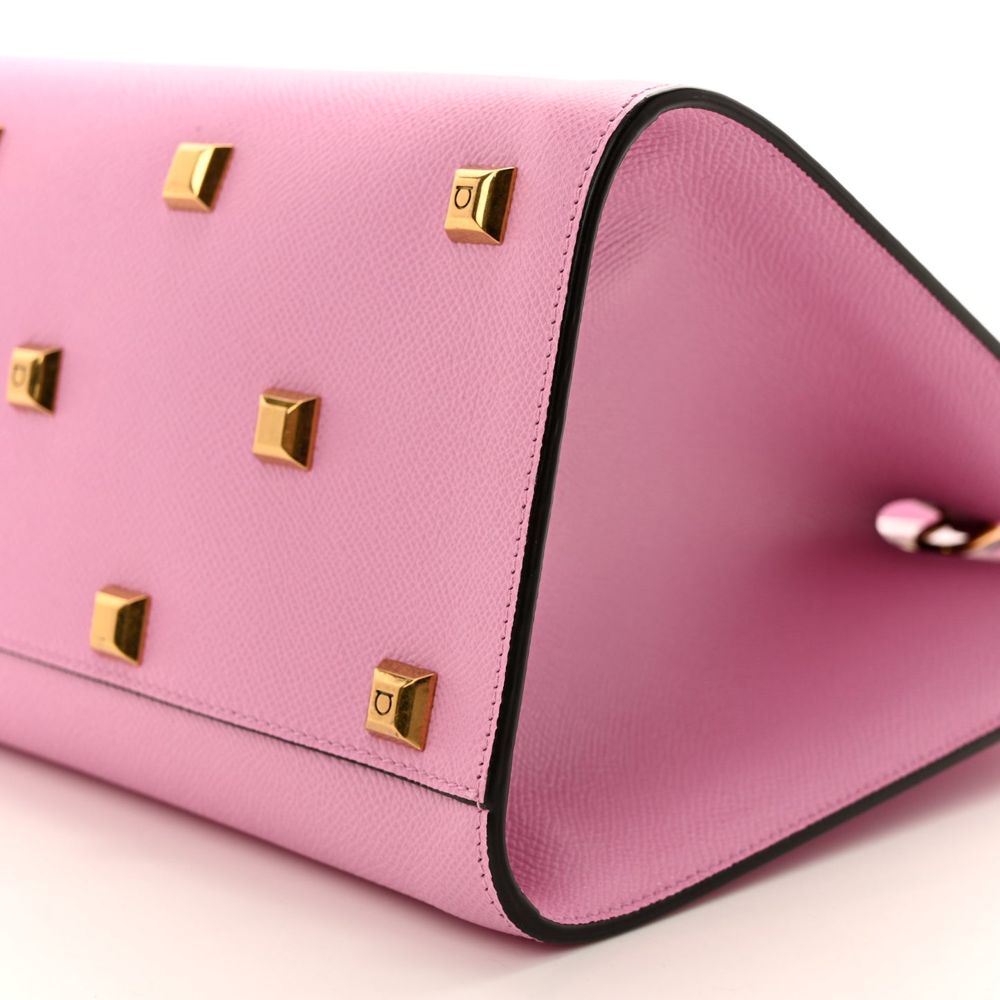 Hammered Calfskin Medium The Studio Box Bag Flamingo